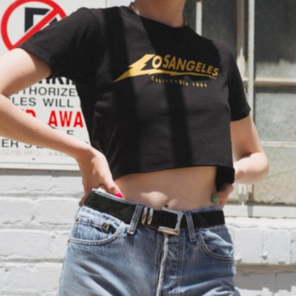 Brandy Melville Black Cropped Los Angeles Top
